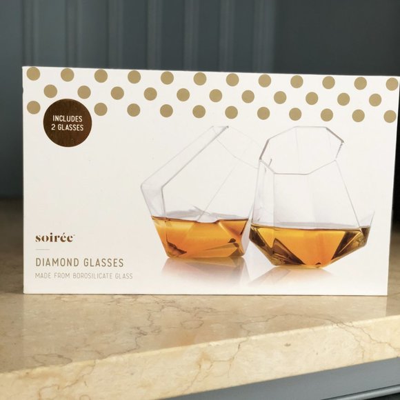 Geometric Borosilicate glasses, diamond shape set of 2 - Picture 5 of 5